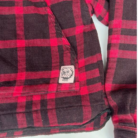 Urban Outfitters BDG Cropped Plaid Shacket Black Red Flannel Boxy Jacket Small - Picture 6 of 15